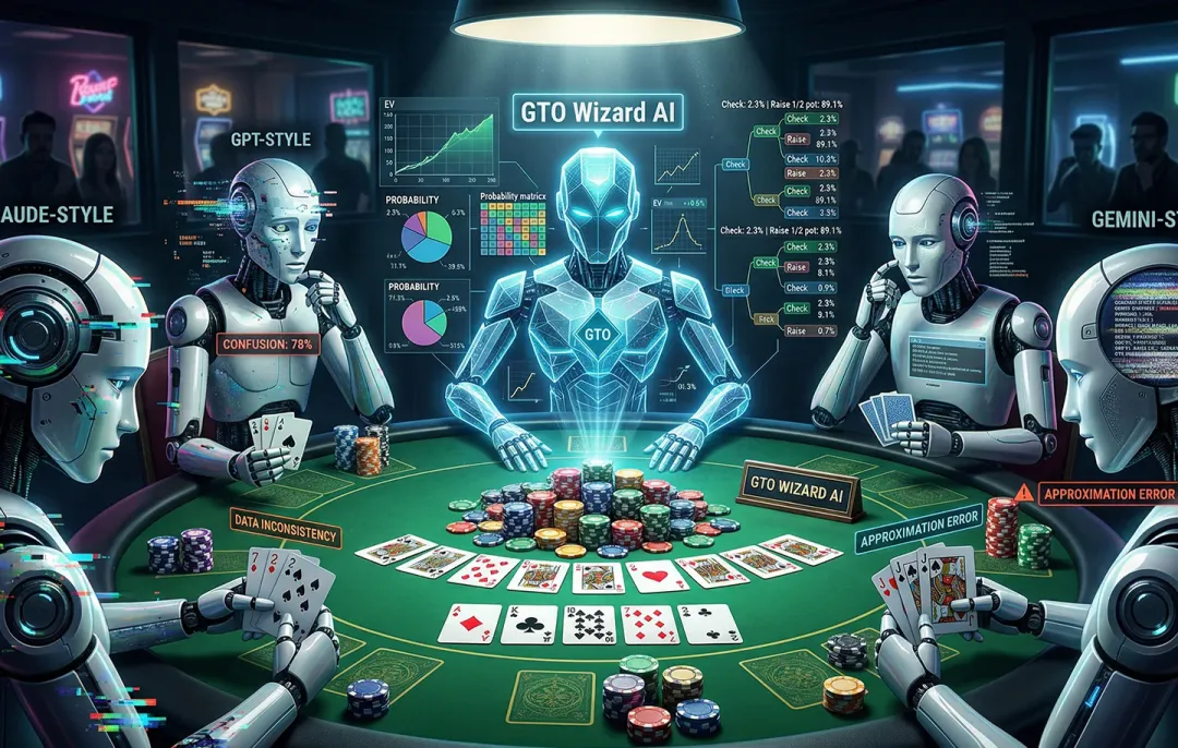 【GG扑克】大模型集体扑克“翻车”：GTO Wizard一穿二十，人类玩家暂时安全