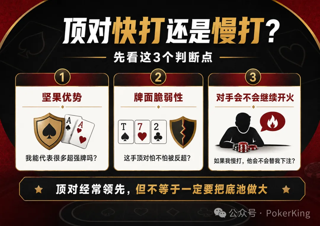 【GG扑克】别一拿顶对就加注：这5种情况，慢打反而赢得更多