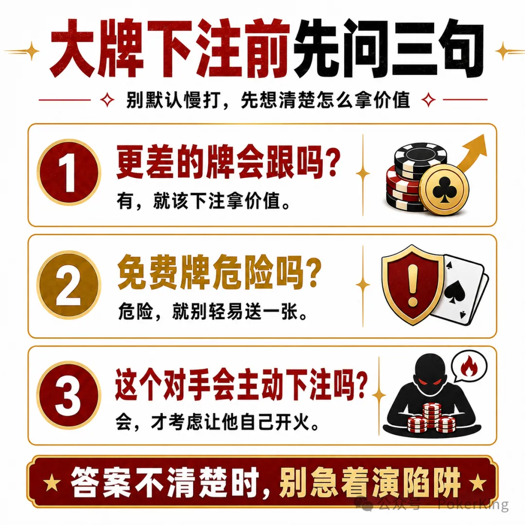 【GG扑克】抓到大牌底池却很小？你不是运气差，是价值没拿够