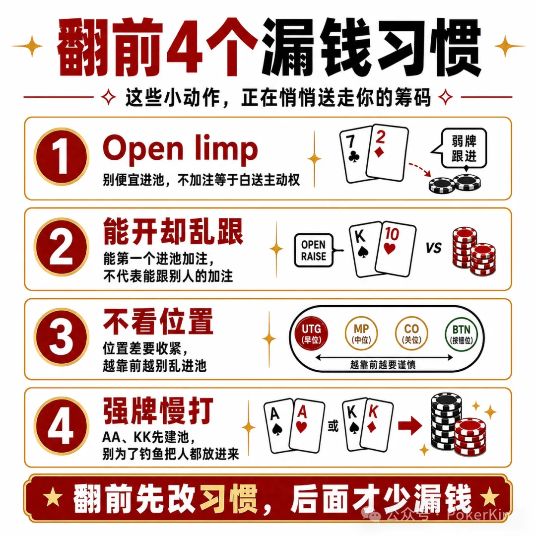 【GG扑克】翻前四个坏习惯:别再让筹码从“随手一下”里漏走