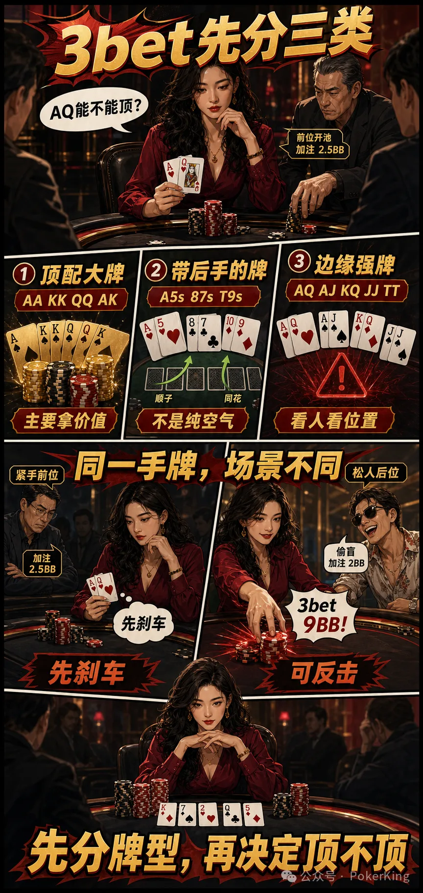 【GG扑克】3-bet 不是胆量测试:AQ为什么不能当AK打?