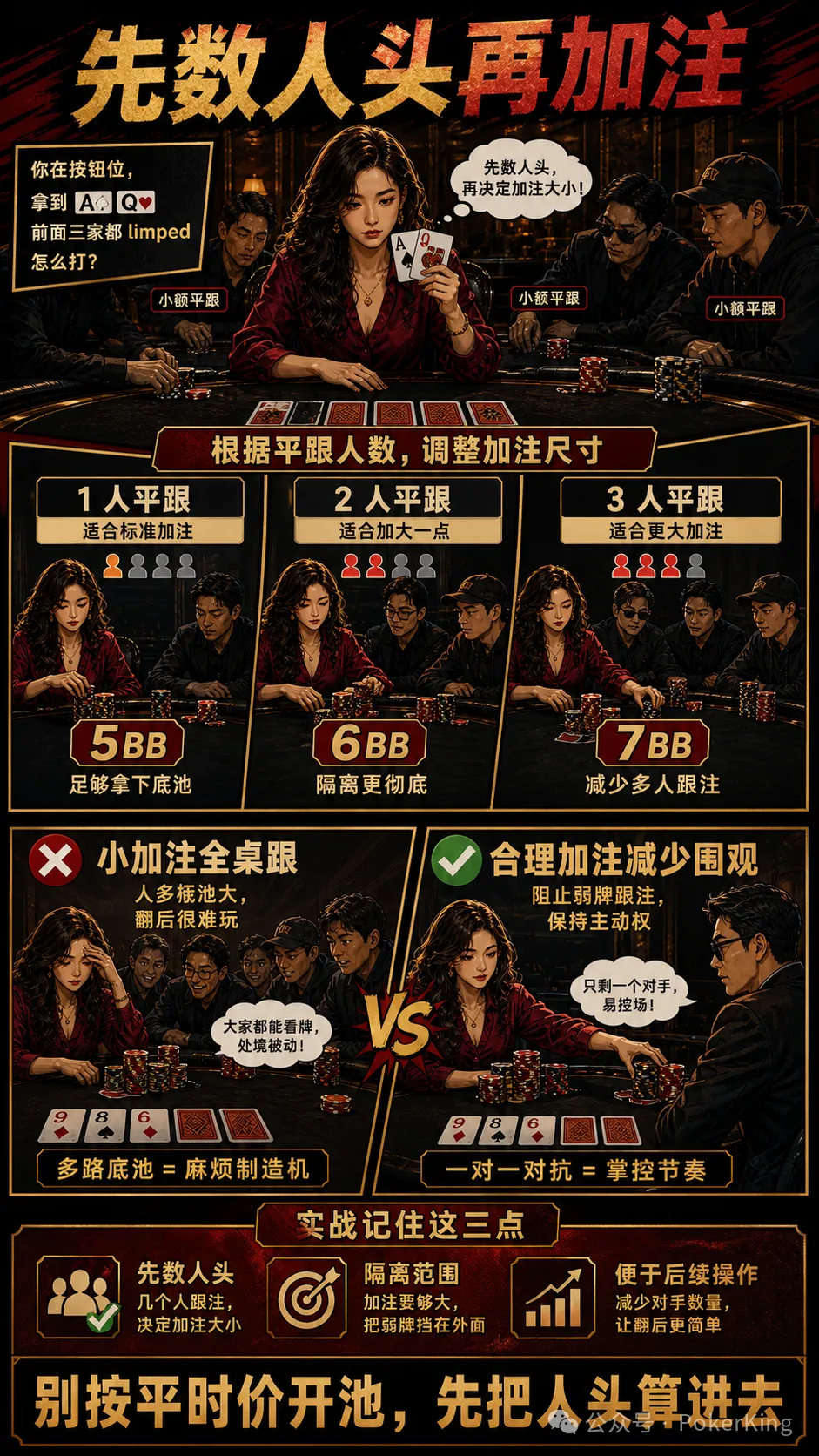 【GG扑克】多人平跟后怎么加注?先数人头,再看牌和位置